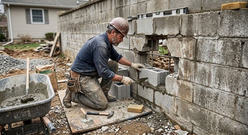 Block Wall Repair in Brooks, GA