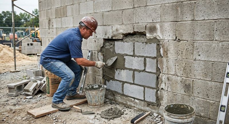 Cinder Block Wall Repair in Hampton, GA