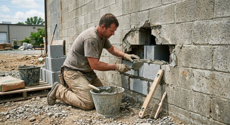 Cinder Block Wall Repair in Fayetteville, GA