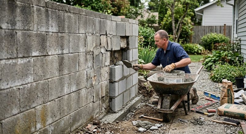 Cinder Block Wall Repair in Mcdonough, GA